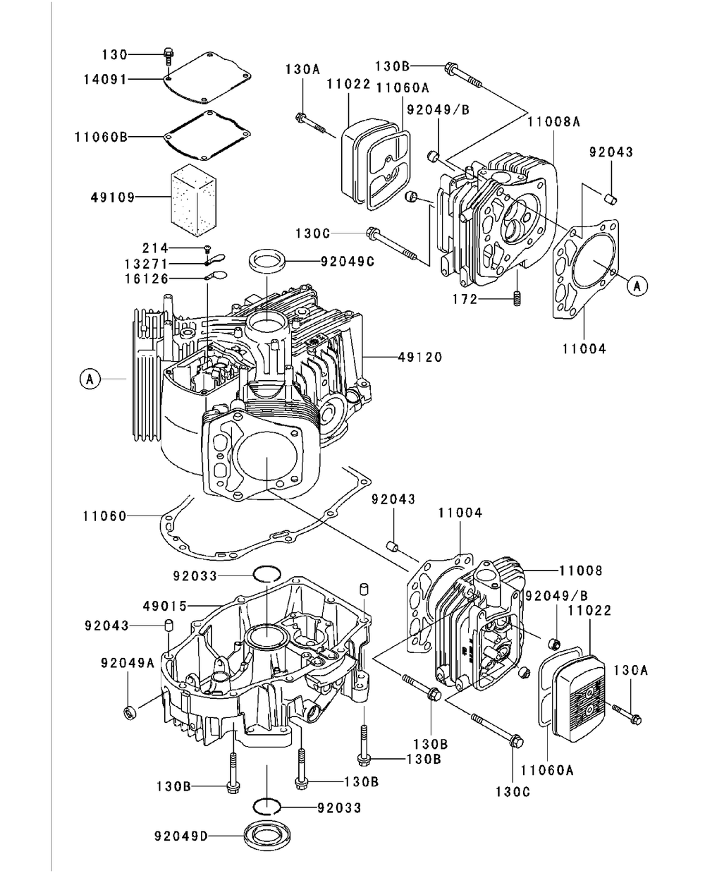Fh721v As26 Cylinder And Crankcase Diagram and Parts List for M60-KW 53BB5D8X750-25HP-OHV Cub Cadet Lawn Tractor